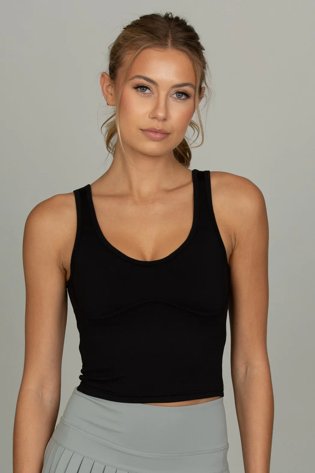 Black Lined Mid Length Bra Top