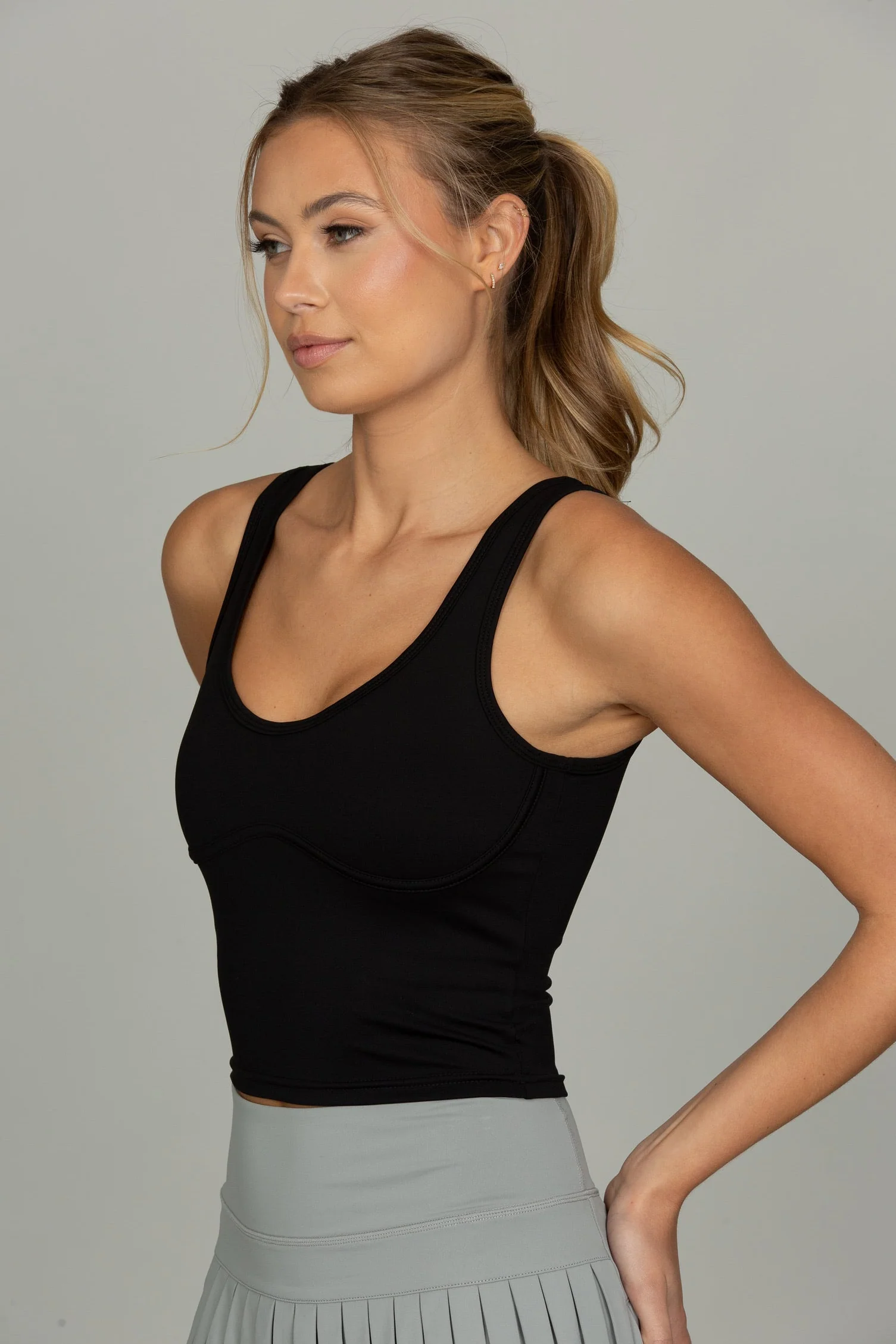 Black Lined Mid Length Bra Top - Image 4