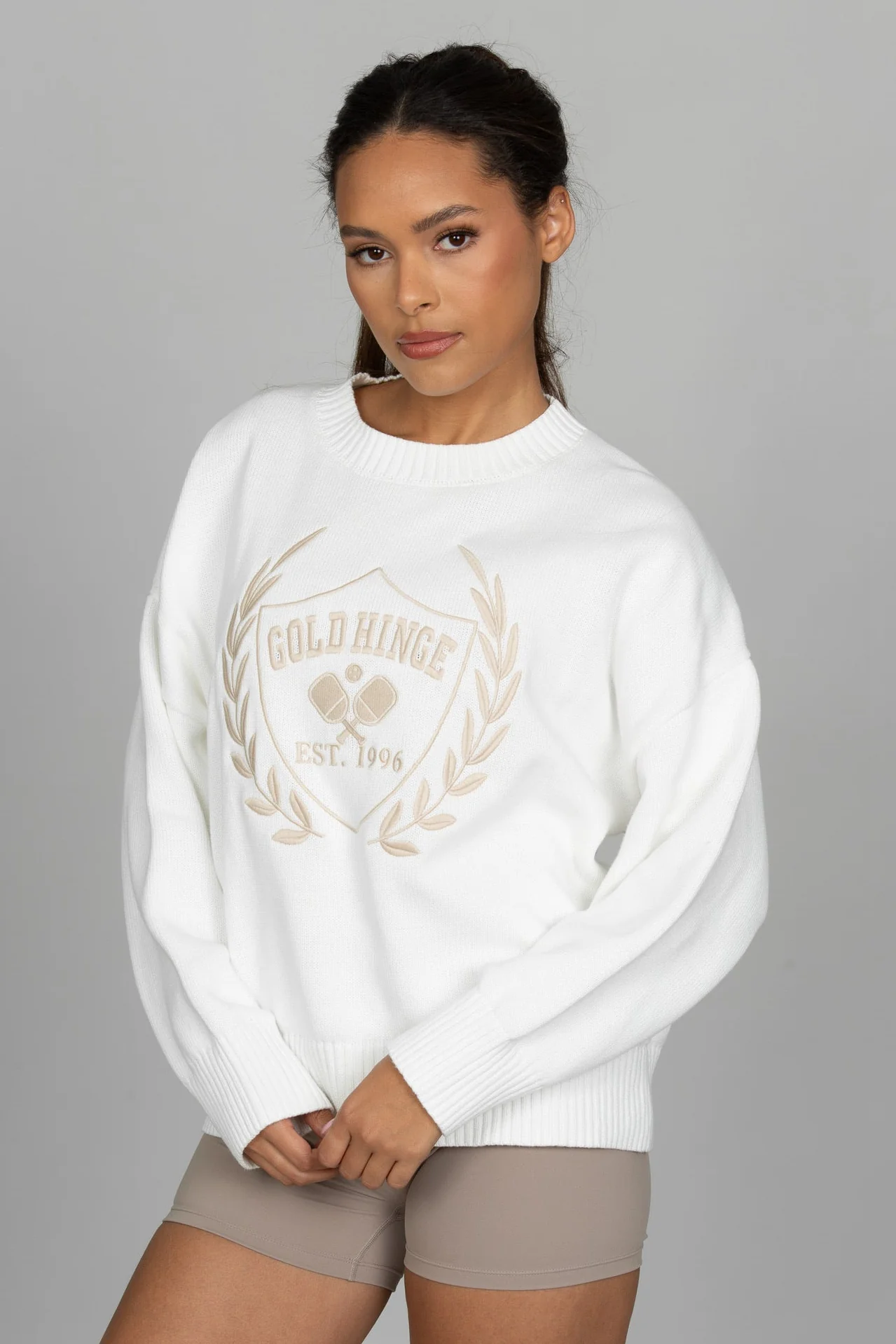 Ivory Oversized Crest Sweater - Image 5