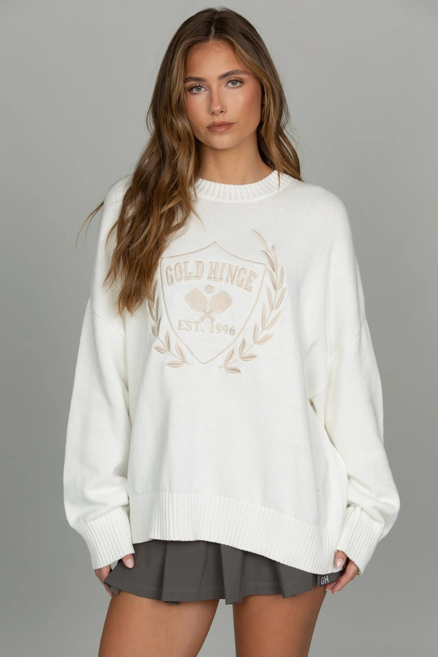 Ivory Oversized Crest Sweater - Image 7
