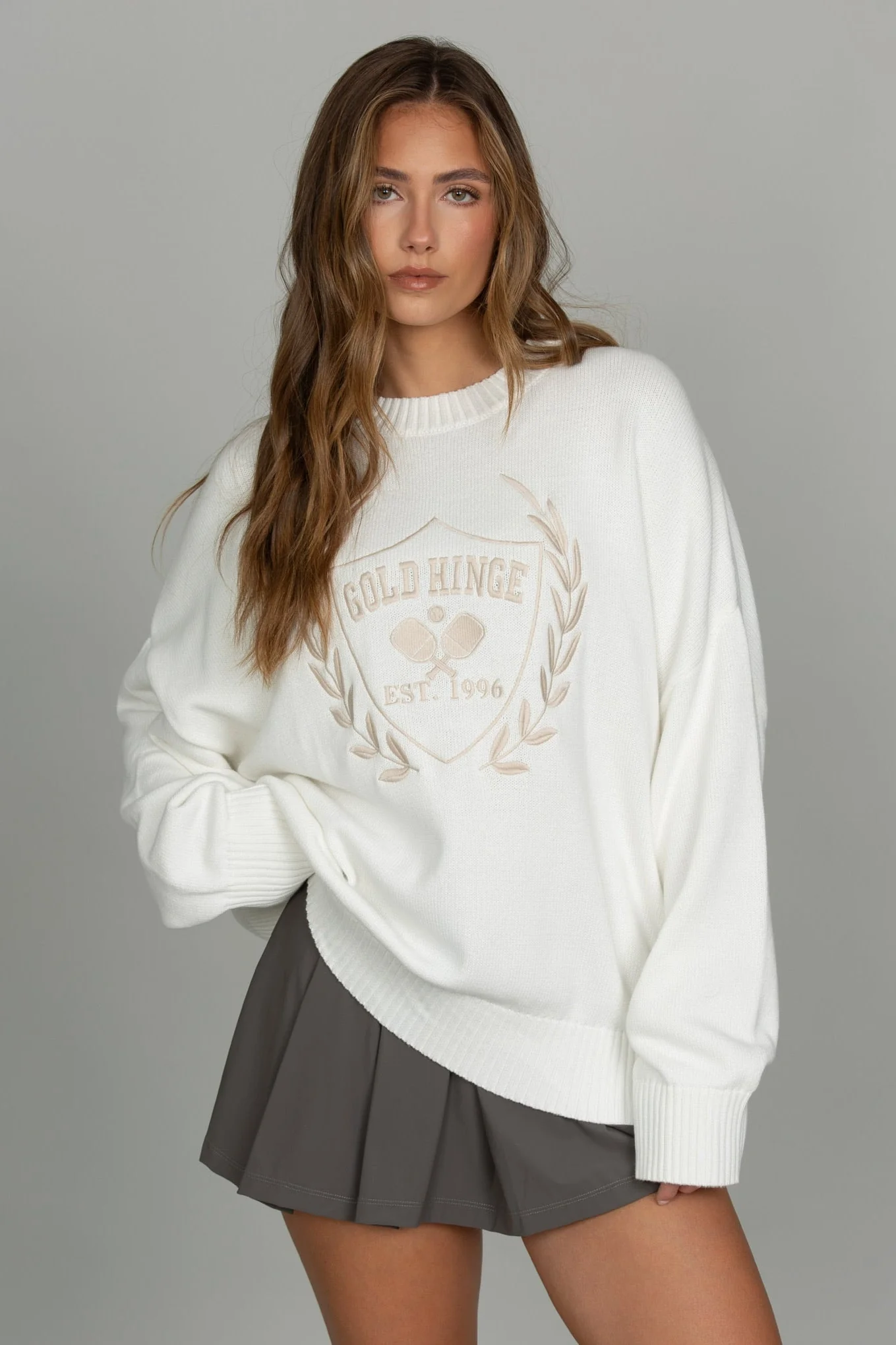Ivory Oversized Crest Sweater - Image 8