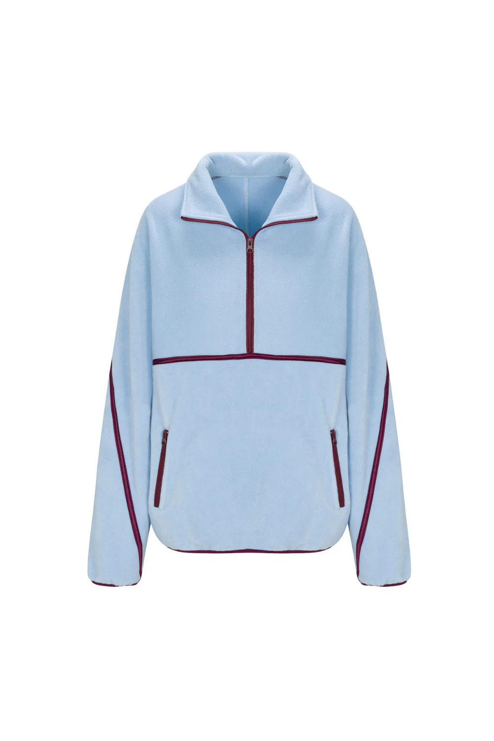 Light Blue Minimalistic Half-Zip Pullover - Image 2