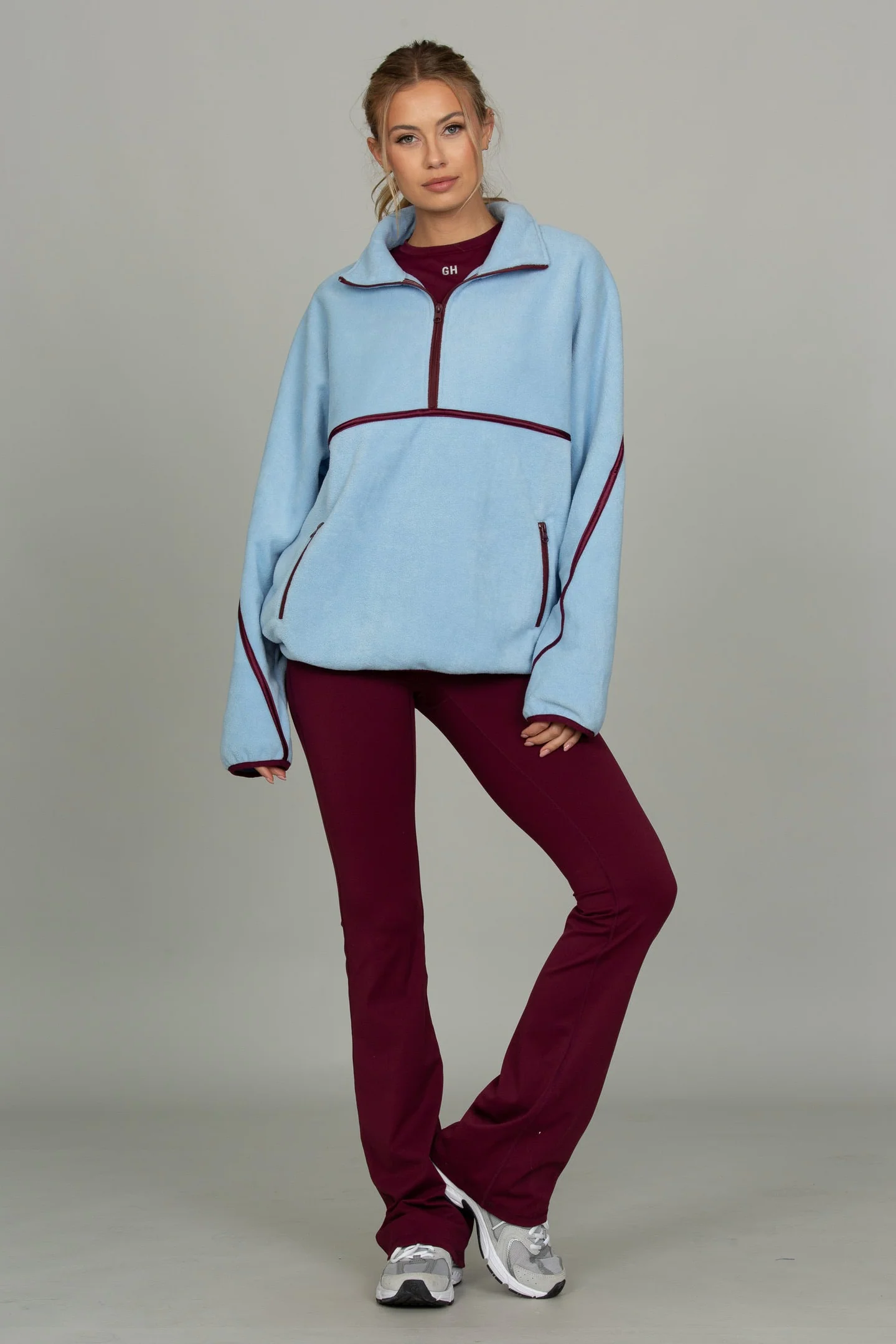 Light Blue Minimalistic Half-Zip Pullover - Image 6