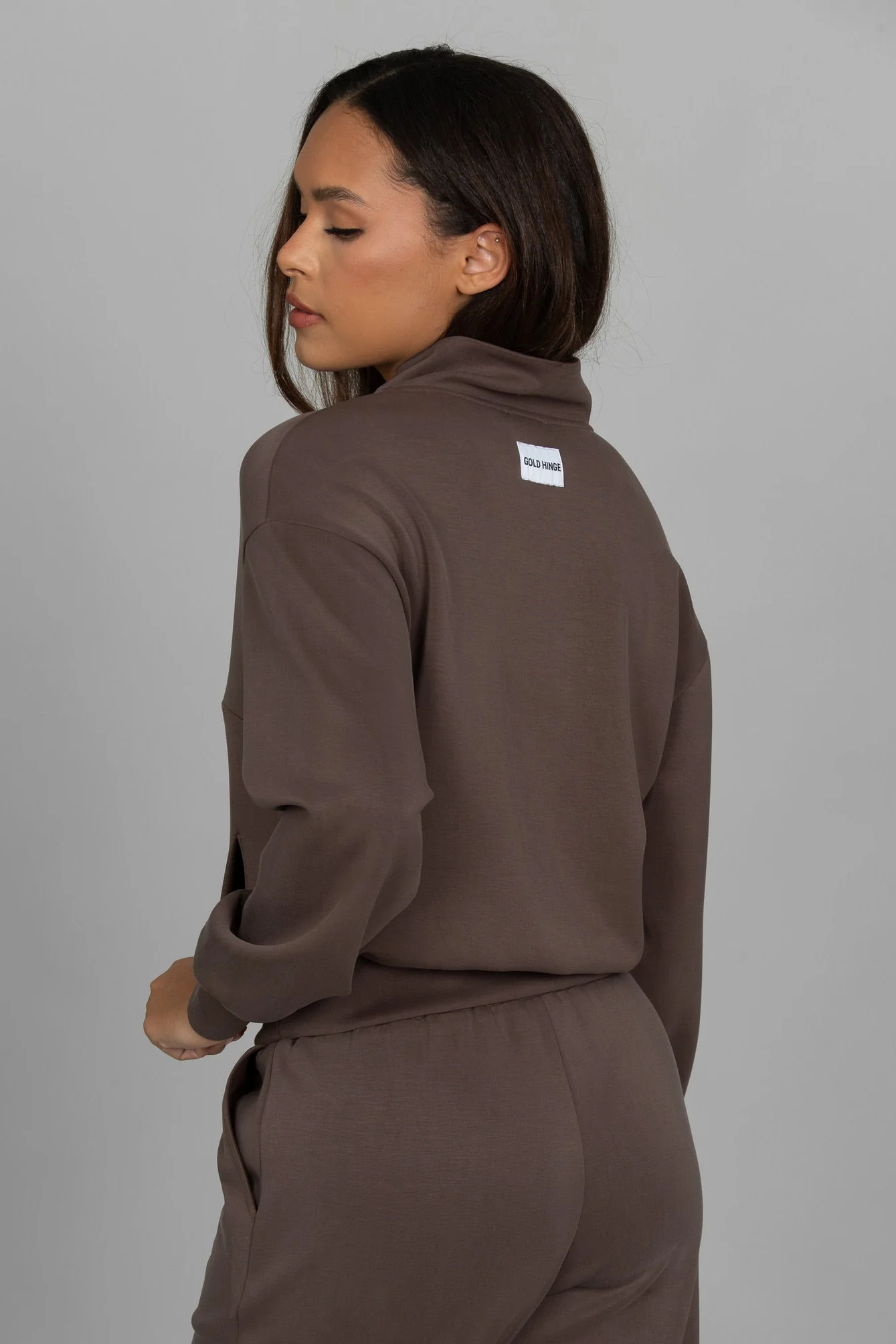 Mocha LuxeSoft Lounge Quarter Zip - Image 3