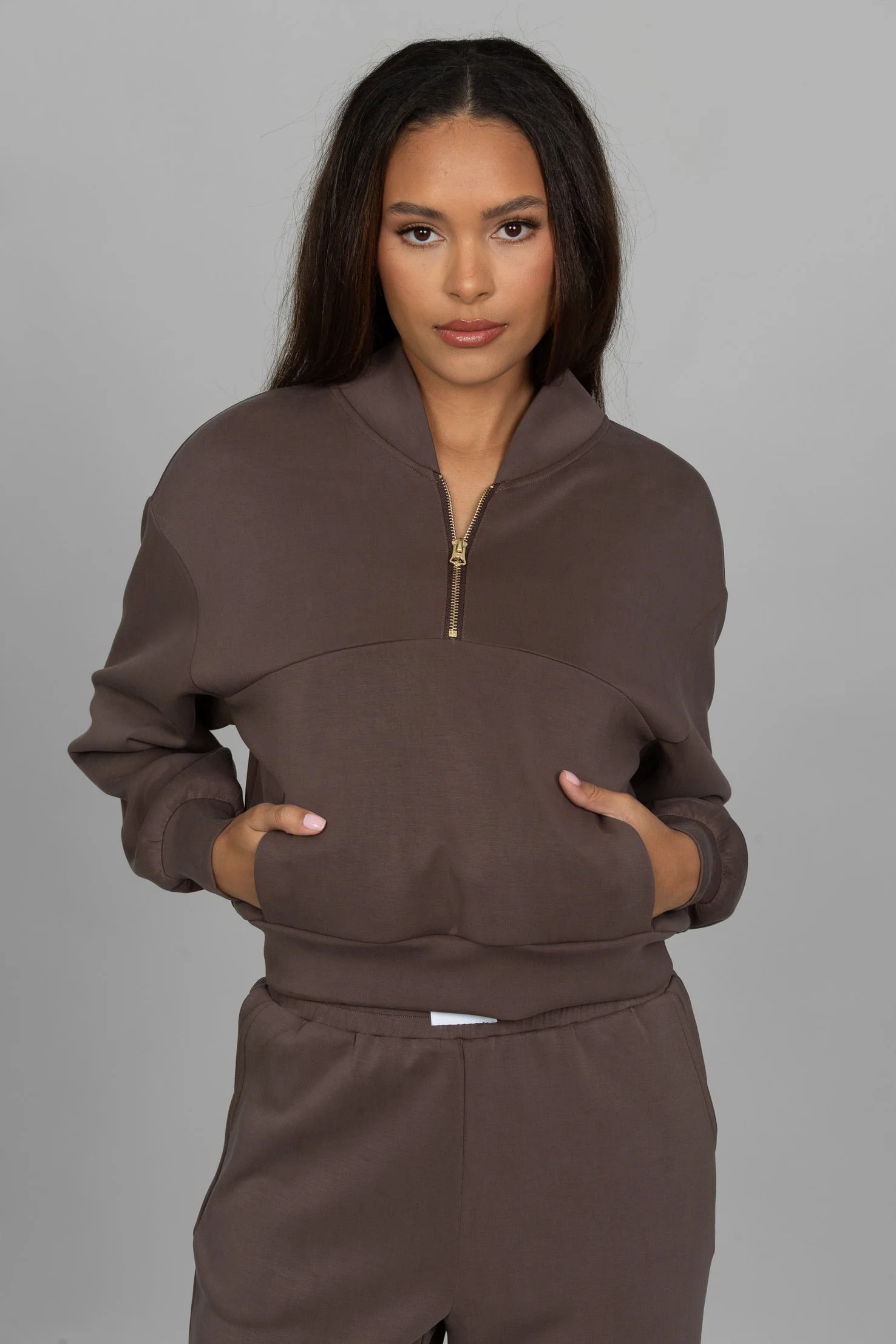 Mocha LuxeSoft Lounge Quarter Zip - Image 4