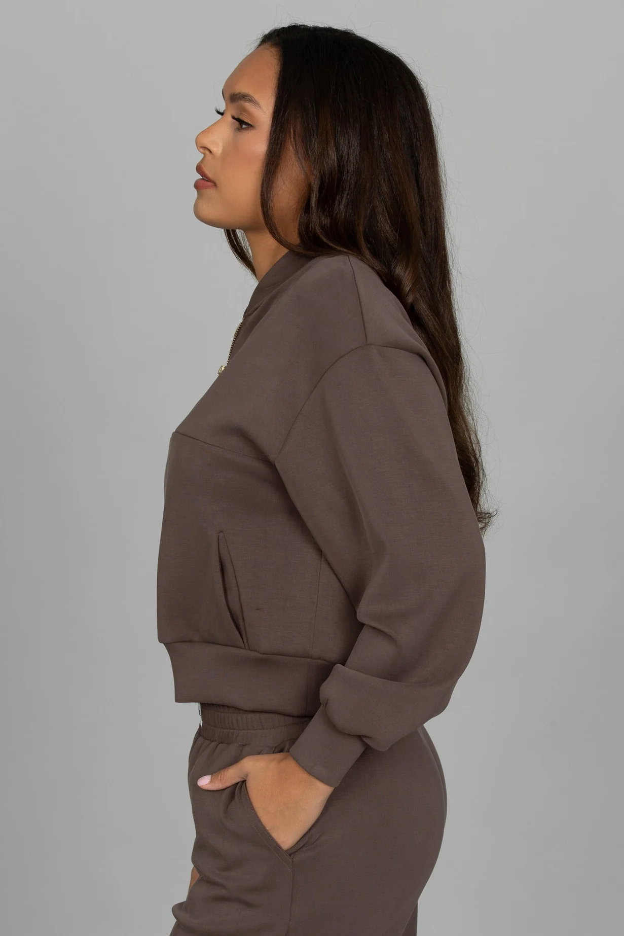 Mocha LuxeSoft Lounge Quarter Zip - Image 5