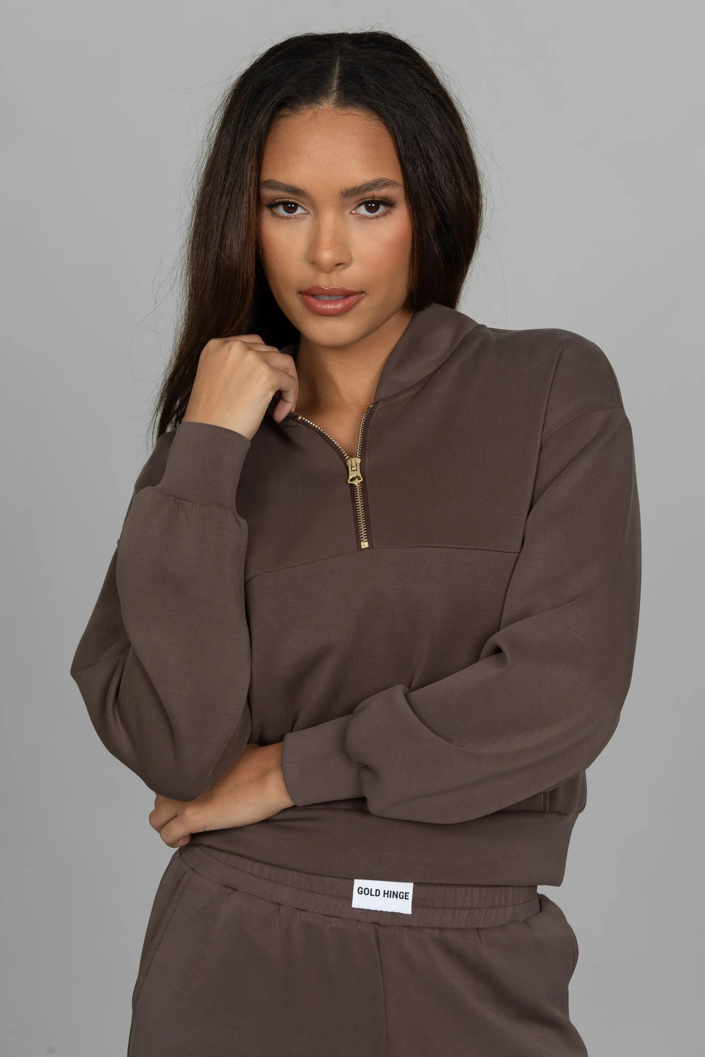 Mocha LuxeSoft Lounge Quarter Zip - Image 6