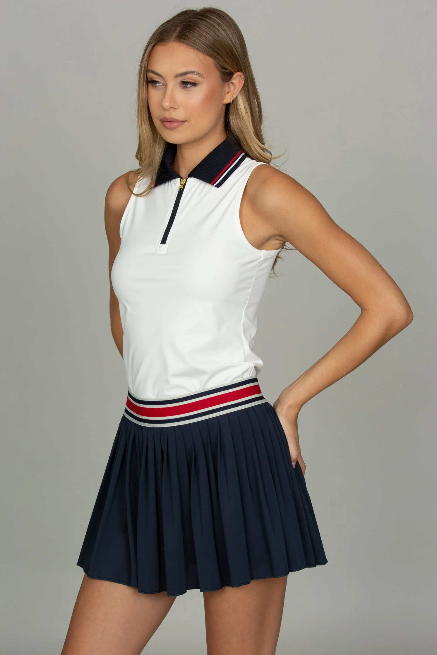 Navy Striped Tennis Skirt - Image 5