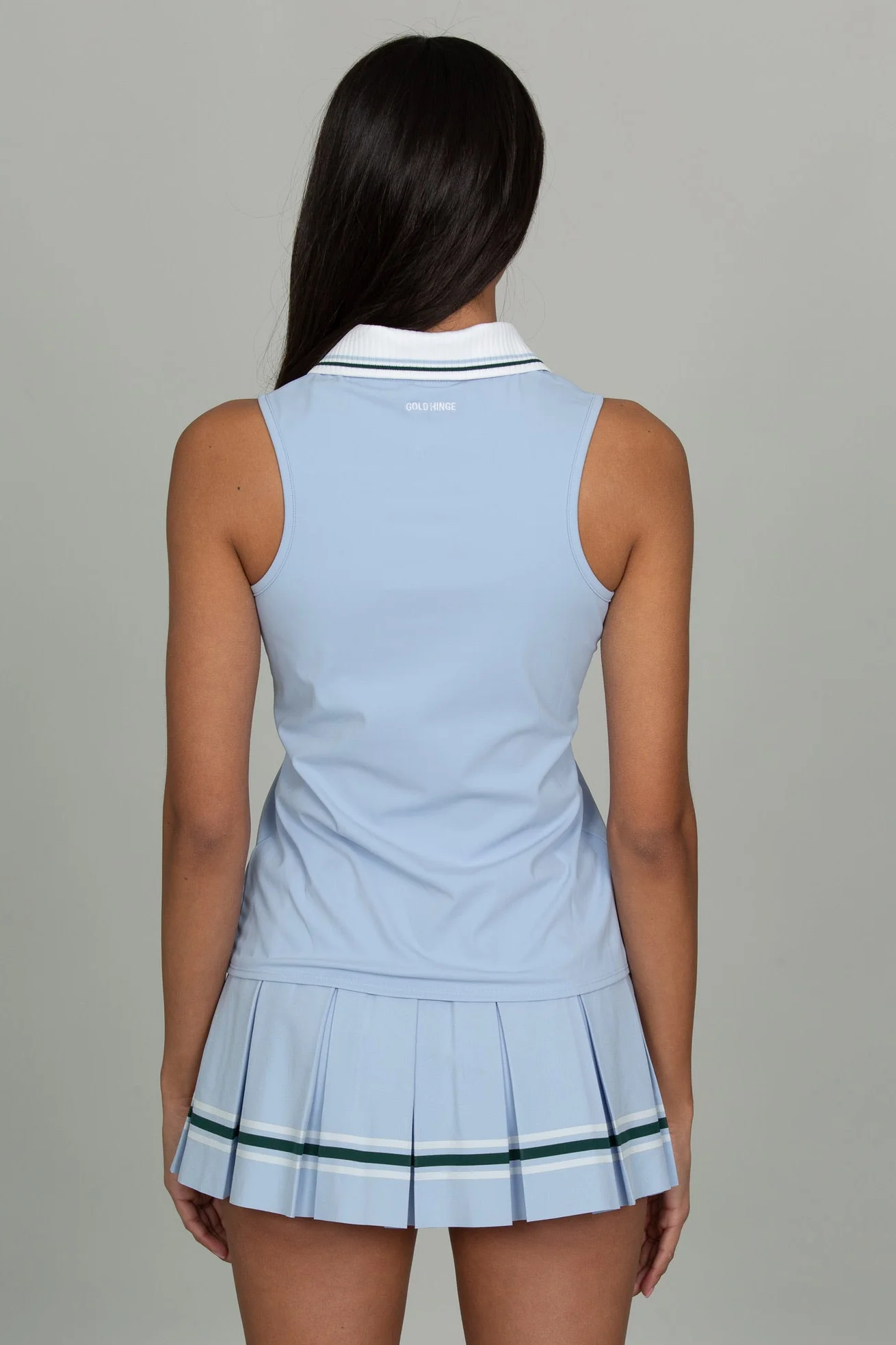 Powder Blue Zipper Polo Tank - Image 3
