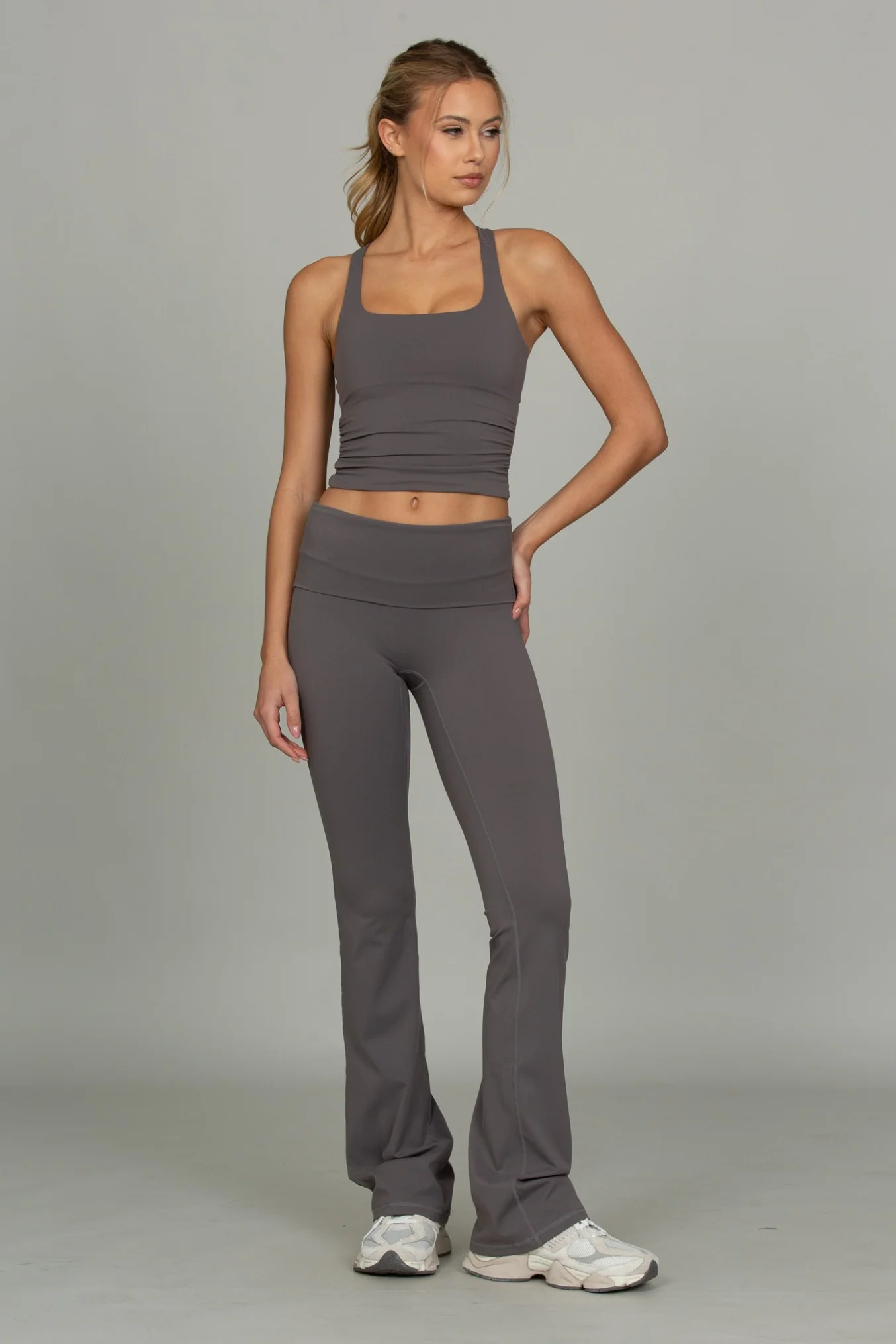 Shadow Grey Essential Foldover Flare Pant - Image 6